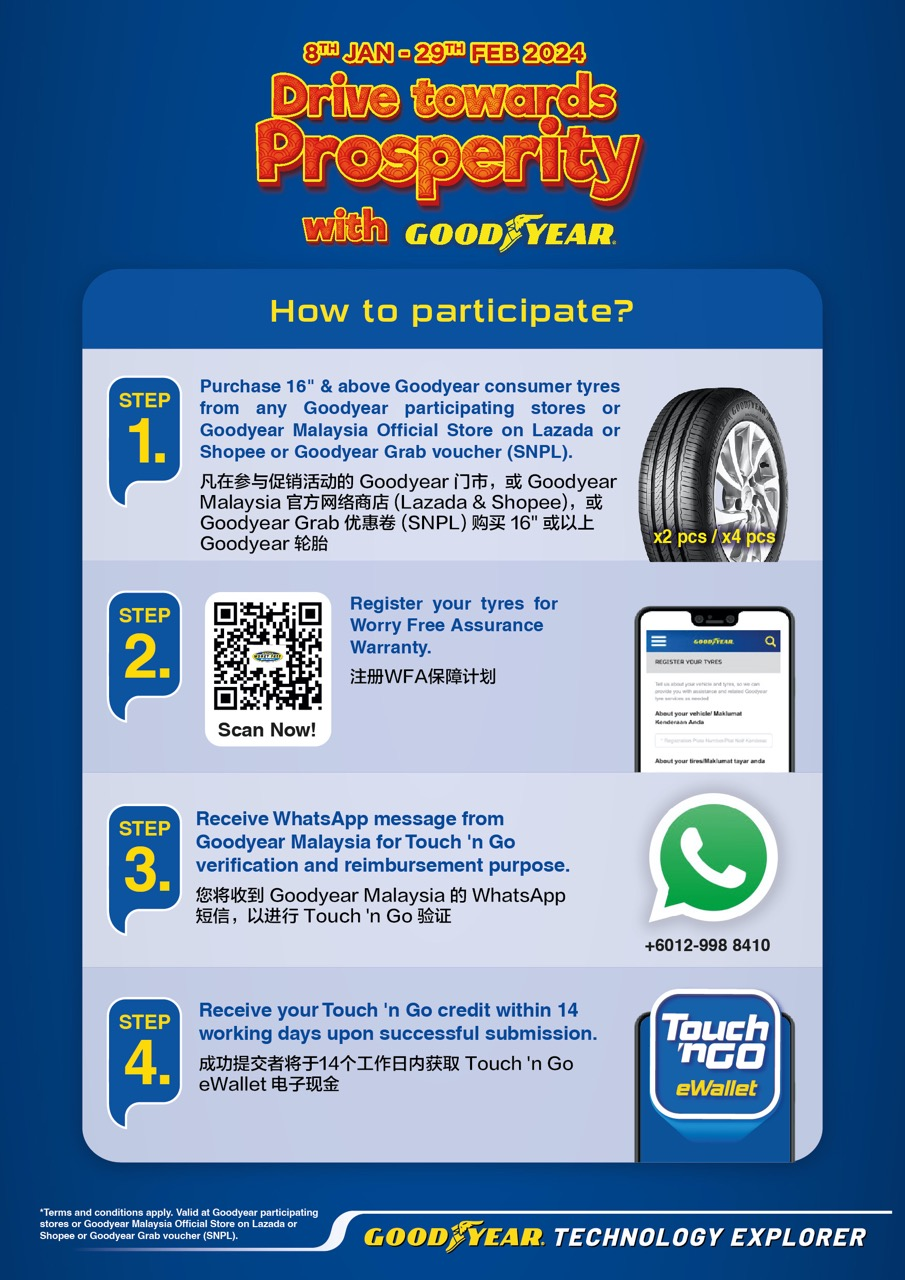 Dapatkan Kredit e-Wallet TnG Dengan Promosi CNY Goodyear Malaysia