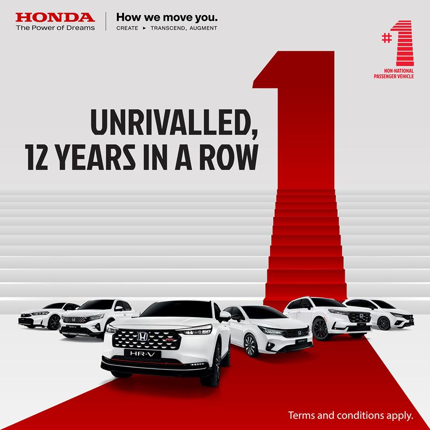 Honda Malaysia Kekalkan 12 Tahun Berturut Sebagai Pengeluar Kereta Bukan Nasional Terunggul