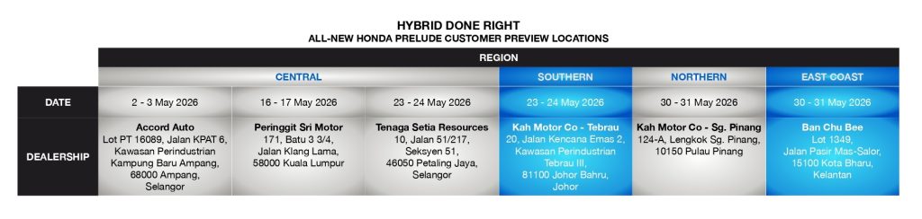 Temui Honda Prelude di Lokasi Berikut Sepanjang Bulan Mei 2026